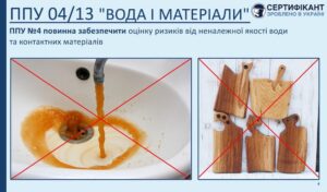 Програма-передумова системи HACCP щодо комунікації щодо води і матеріалів повинна забезпечити оцінку ризиків від неналежної якості води та контактних матеріалів - СЕРТИФІКАНТ