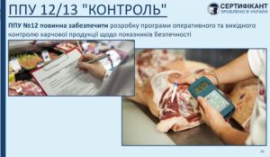 Програма-передумова системи HACCP щодо контролю повинна забезпечити розробку програми оперативного та вихідного контролю харчової продукції щодо показників безпечності - СЕРТИФІКАНТ